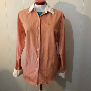 Chandler Hill Long Sleeve Button down Cotton Pinstripe Womens Top Size XL